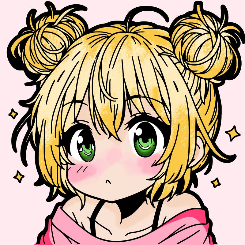a manga girl with messy small buns