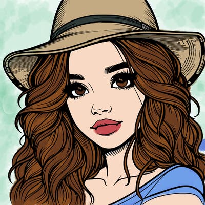 realistic girl with hat