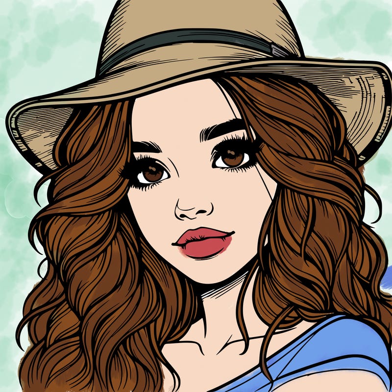 realistic girl with hat