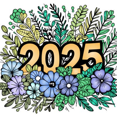 2025 floral big numbers