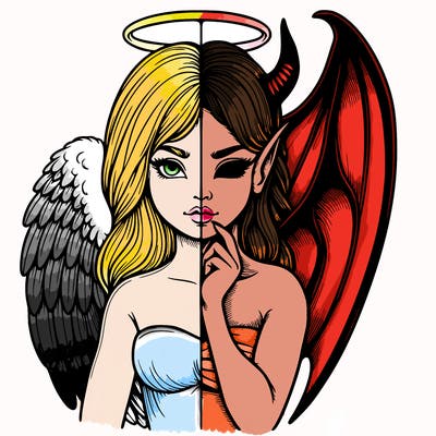 realistic angel half demon