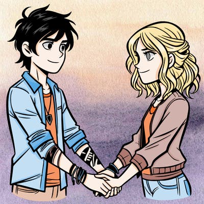 nico di angelo and will solace holding hands