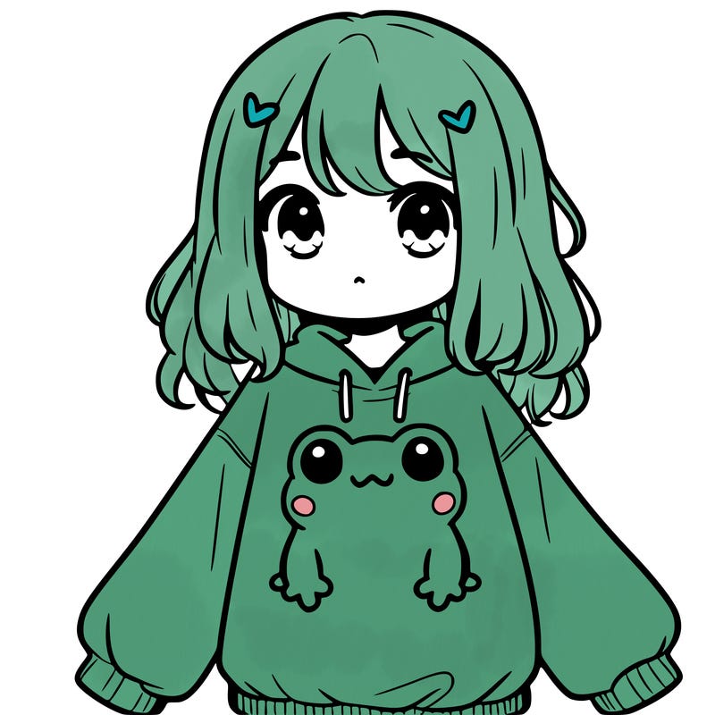 girl wearing frogging sweatshirt