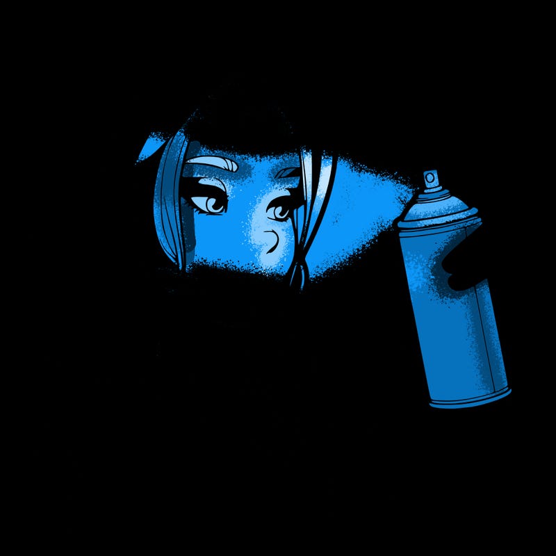 a realistic girl, spray painting