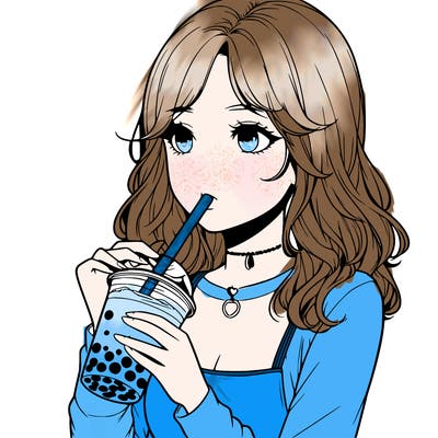 realistic girl drinking boba tea