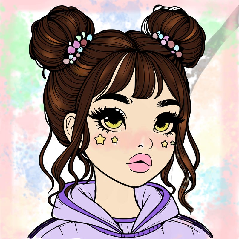 realistic girl with space buns