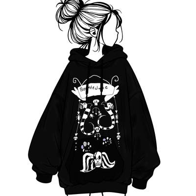 realistic girl with a oversized sweatshirt on and a bun