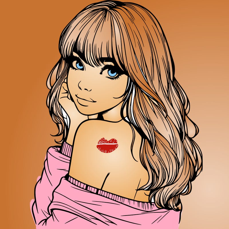 realistic girl with bangs looking over her shoulder