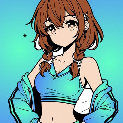 anime girl wearing crop top