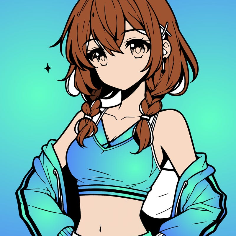 anime girl wearing crop top