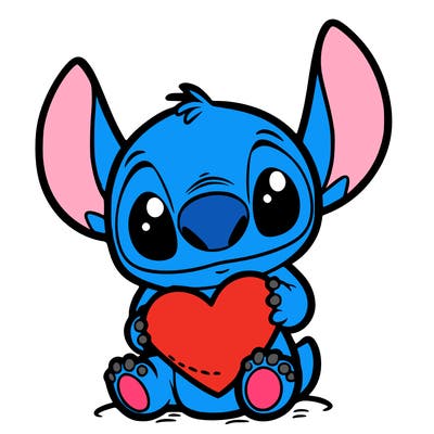 stich holding a heart