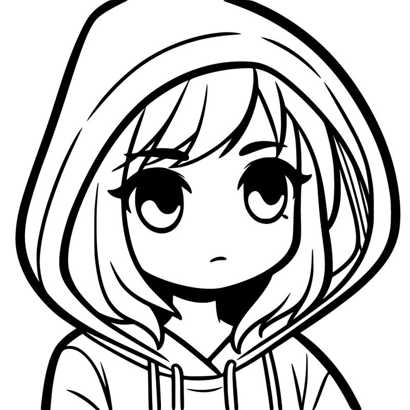 a girl with  a hoodie on