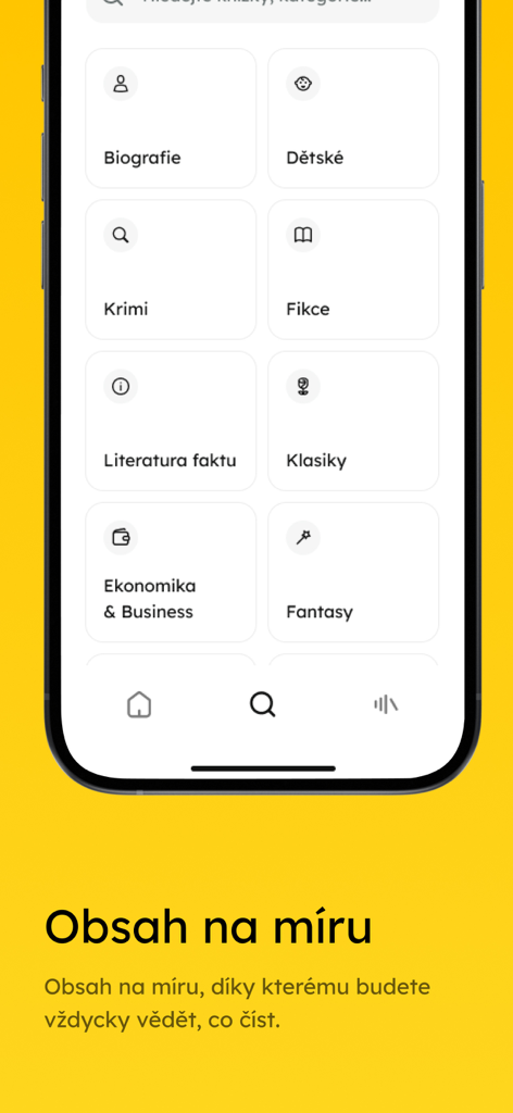 Elredo Audioknihy - Audiobook categories and tailored recommendations screen in Elredo app