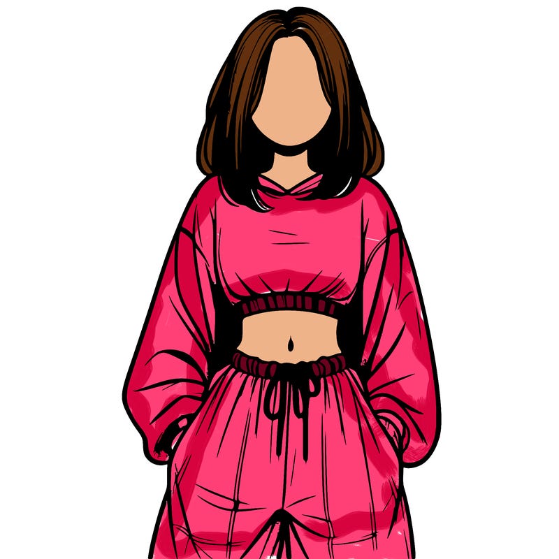 realistic girl faceless with baggy pants and a crop top