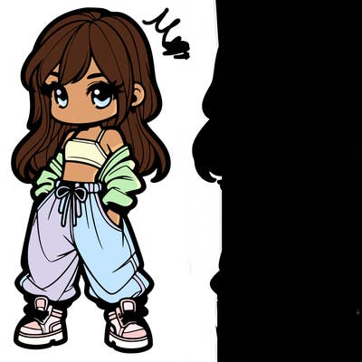 girl in crop top and baggy pants