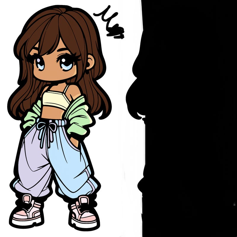 girl in crop top and baggy pants