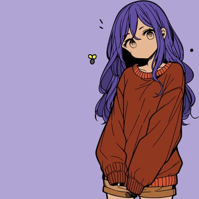 manga teen girl  in a sweater and baggy pants