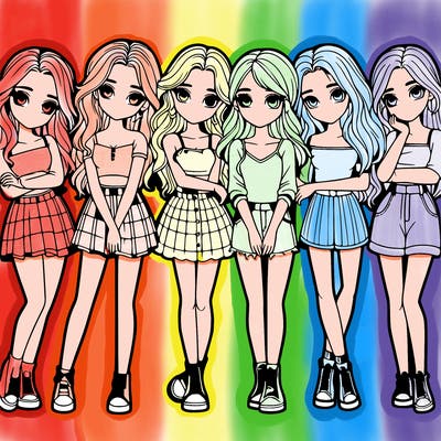 a group of girls realistic