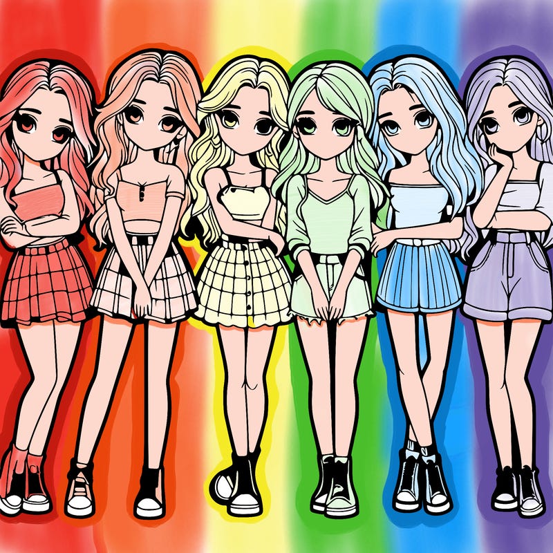 a group of girls realistic