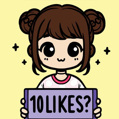 cute girl that is holding a sign that says 10 likes?