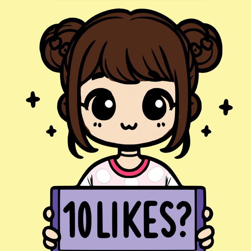 cute girl that is holding a sign that says 10 likes?
