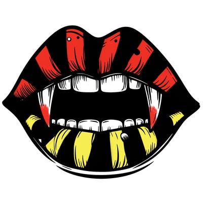lips with vampire teeth