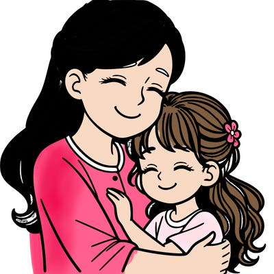 a mother and daughter hugging