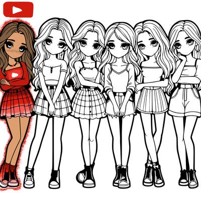 a group of girls realistic