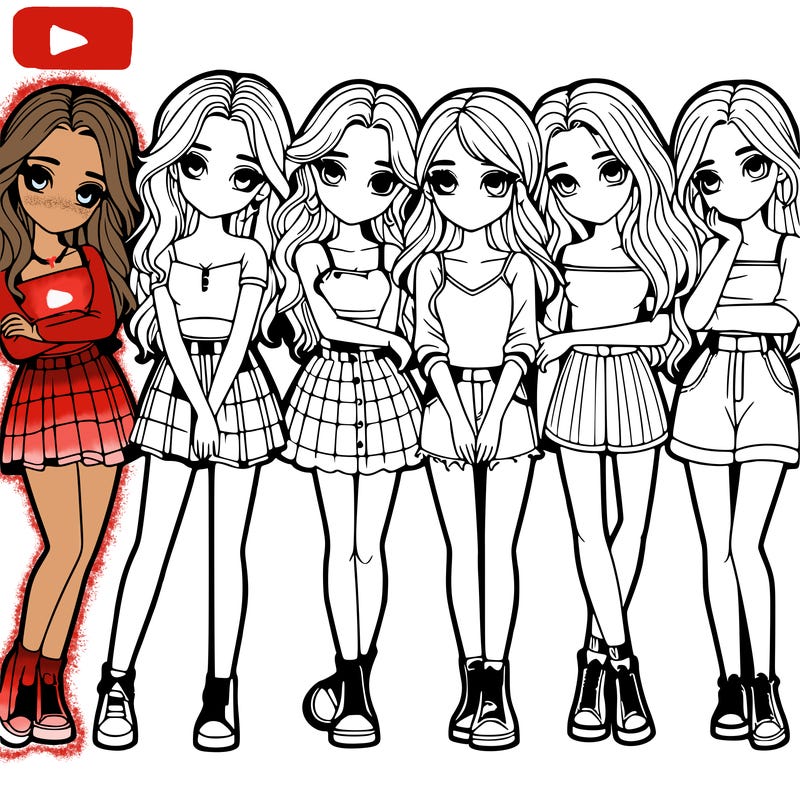 a group of girls realistic