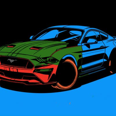 ford mustang .fine lines. white background