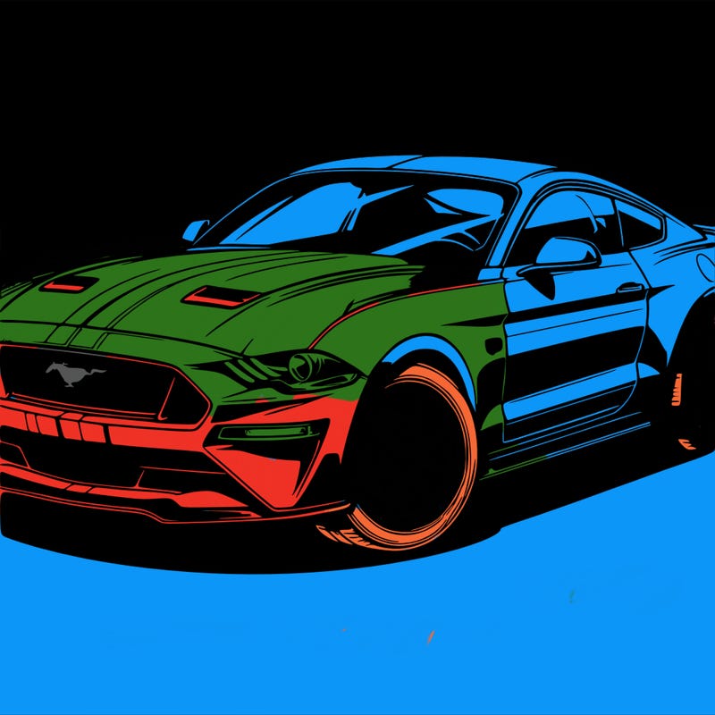 ford mustang .fine lines. white background