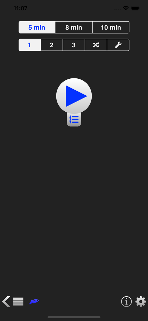 Daily Cardio Workout app interface showing options to select 5 8 or 10 minute routines