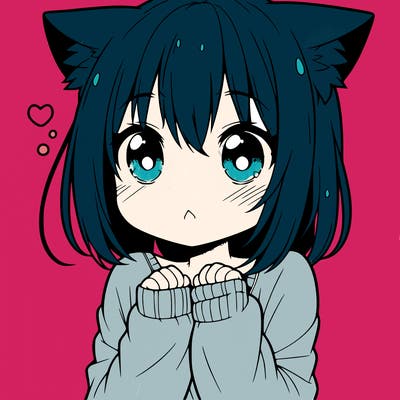 shy anime catgirl