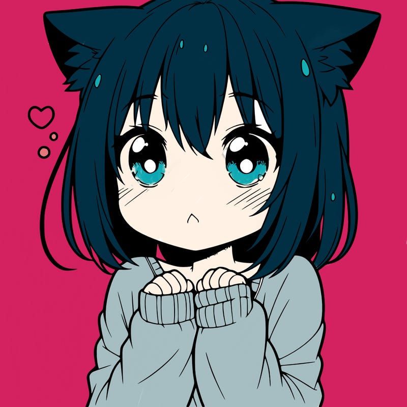 shy anime catgirl