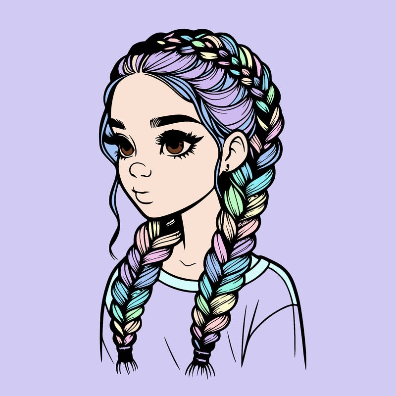 realistic girl with braids