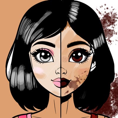 realistic girl in half