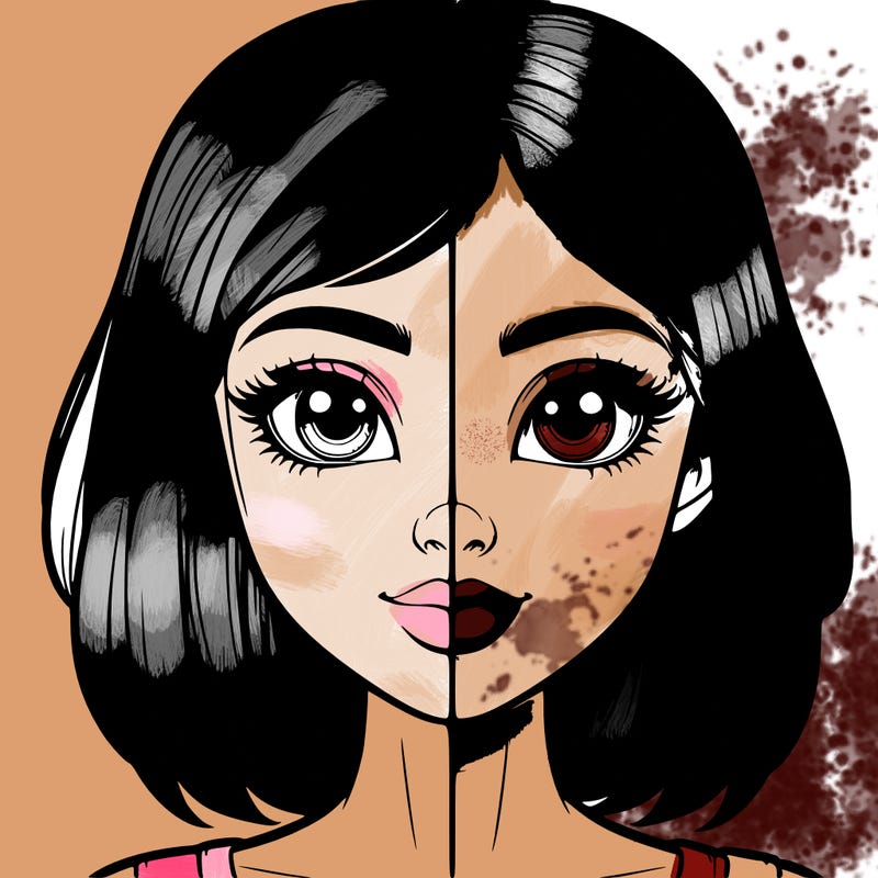 realistic girl in half