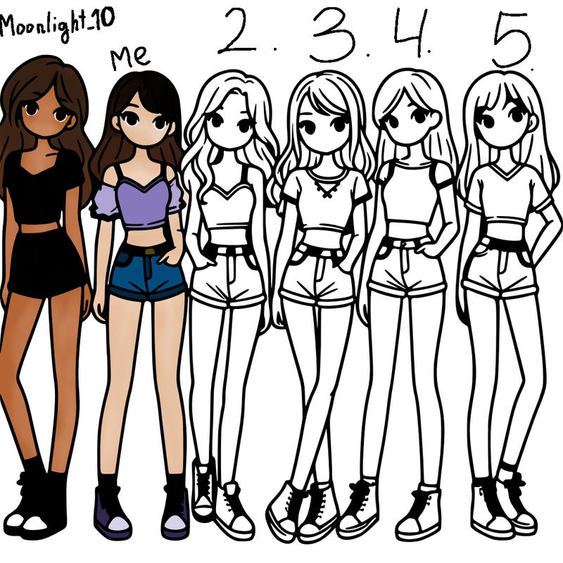 a group of girls wearing crop tops and shorts