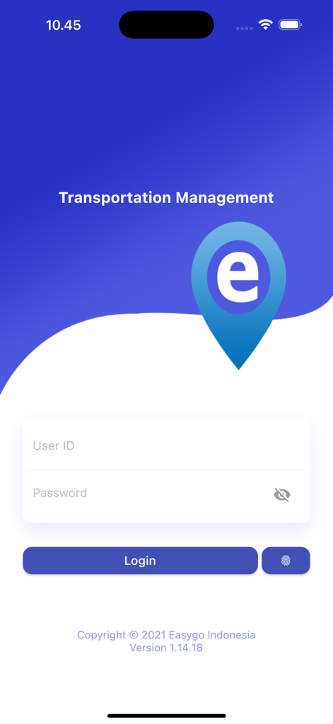 TMS Easygo - Login screen for the TMS Easygo transportation management system mobile application