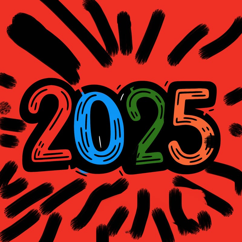 one line scrawled numbers sketch design “2025”