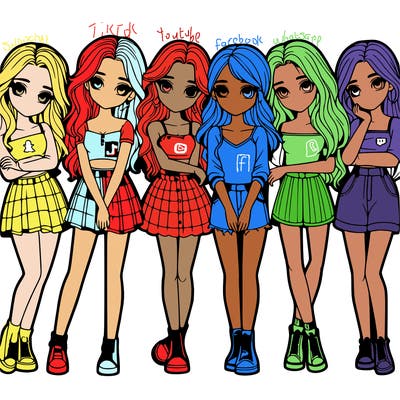 a group of girls realistic