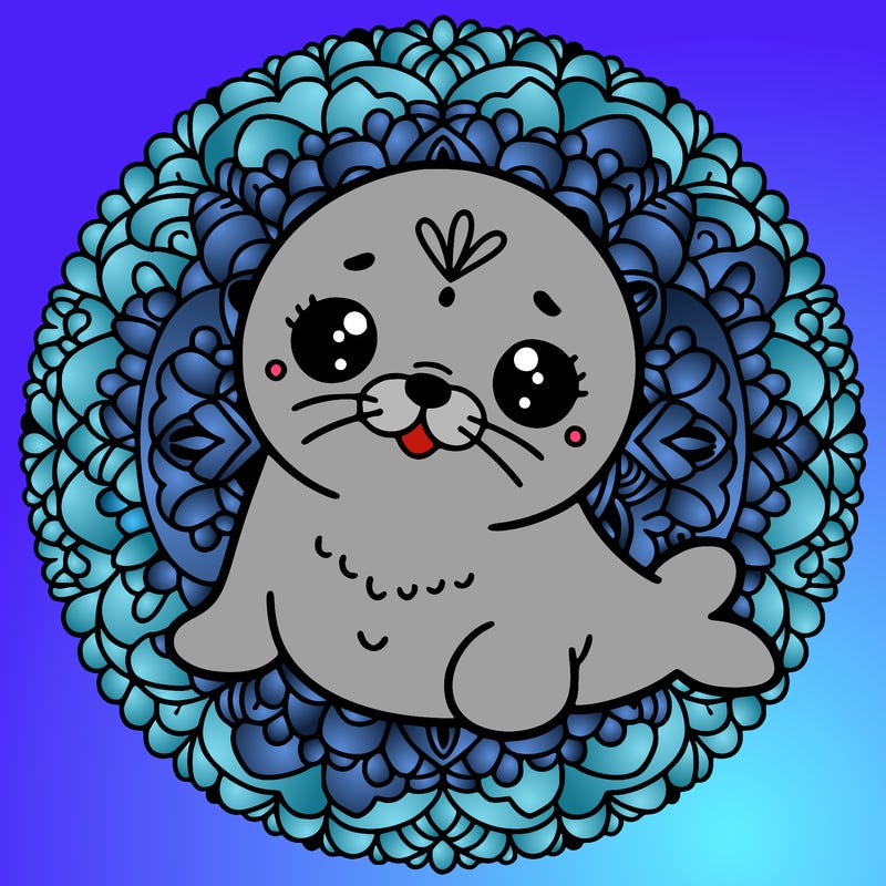 a cute baby seal mandala