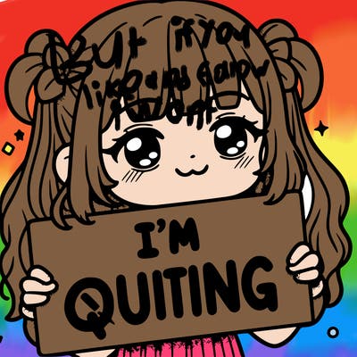 a girl holding a sign saying i'm quitting