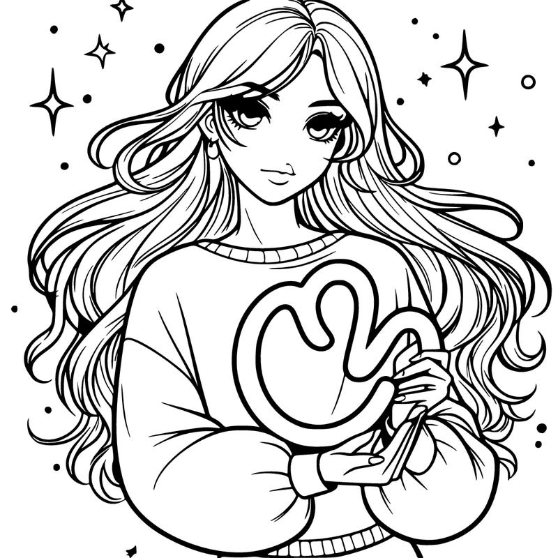 a realistic girl holding the capricorn star sign in her hands