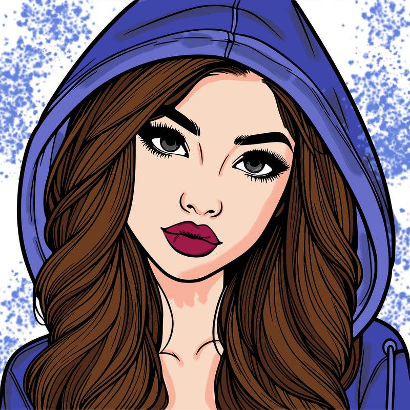 realistic beautiful girl with a hood on