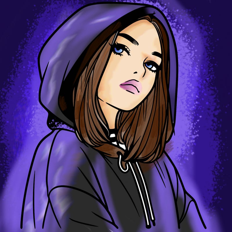 a realistic girl in a hoodie