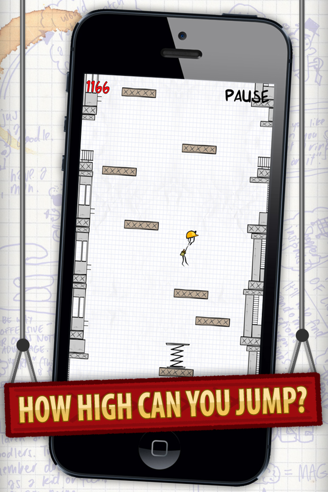 Free Stickly Jump Game - Stickman character jumping upwards on platforms in the Stickly Jump arcade game