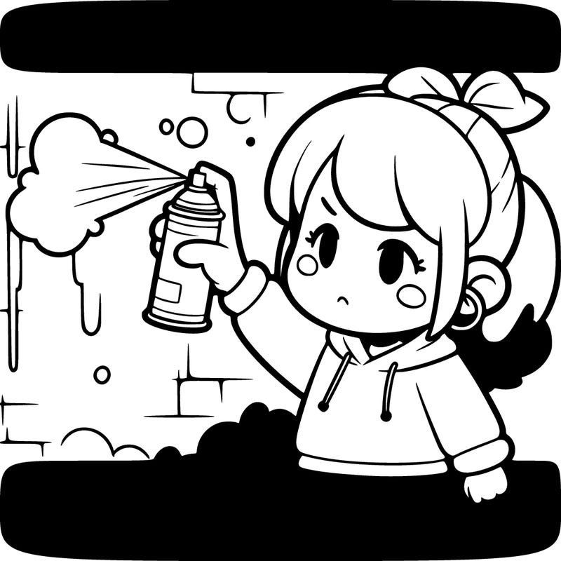 girl spray paintng a wall