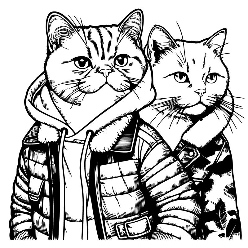 realistic cat with a jacket