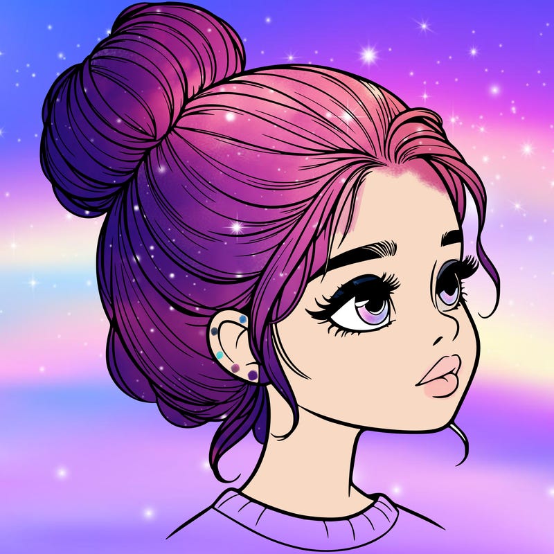realistic girl with bun
